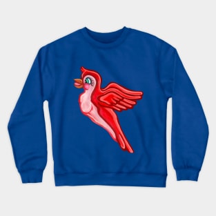 Bright Red Cartoon Parrot Crewneck Sweatshirt